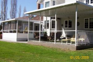 Sunroom, Aluminum Patio Cover with Combination Glass and Picket Railing System